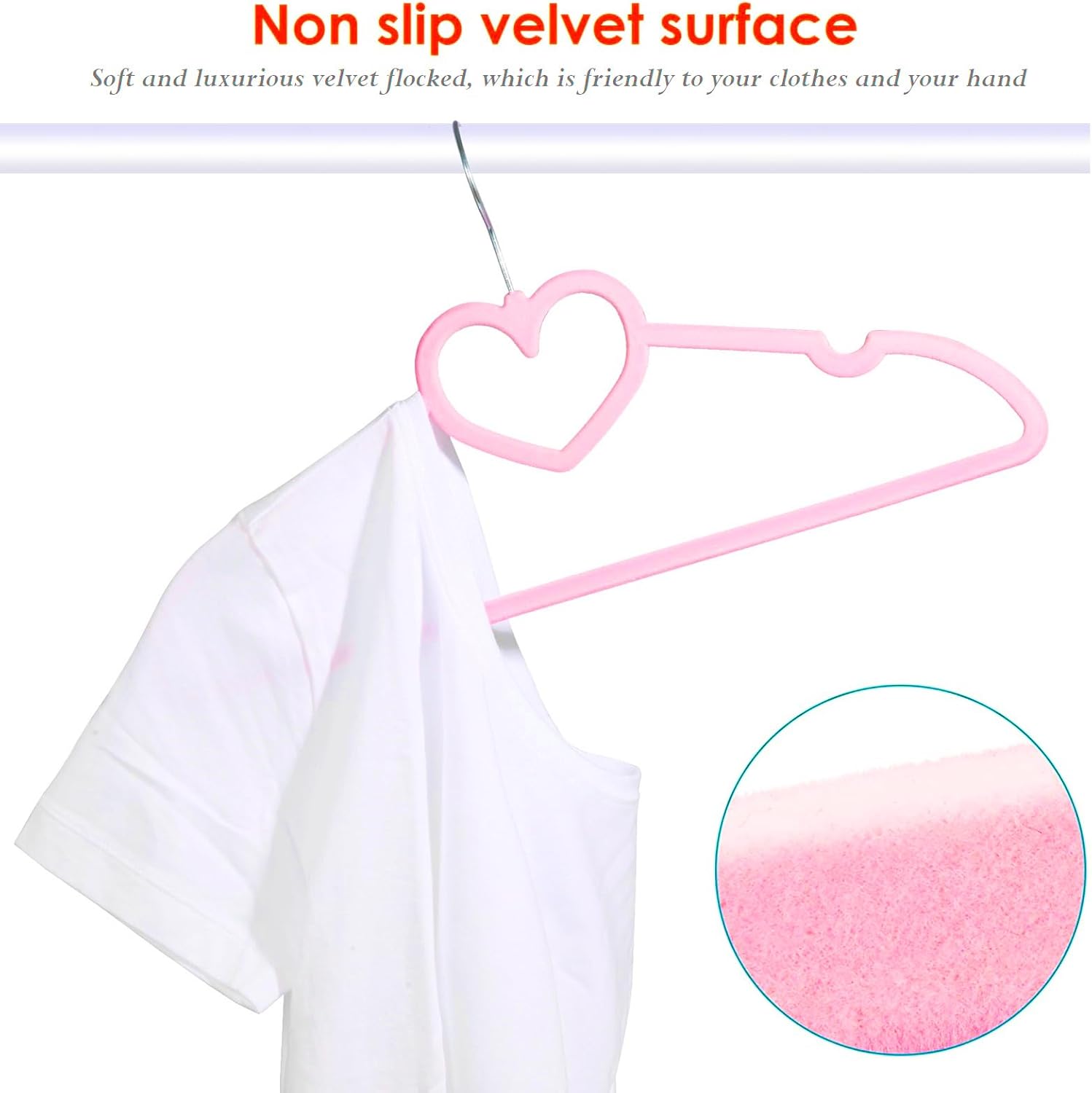 Velvet Hangers 20 Pack - 16" Non-Slip Slim Adult Hangers with 360° Swivel Hook | Durable Pink Design for Coats & Dresses