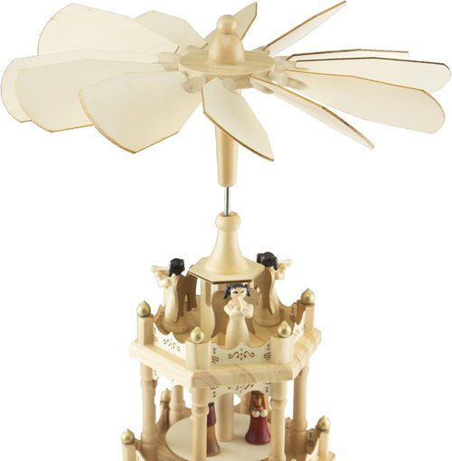 Clever Creations Beige Four-Tier Wooden Christmas Pyramid | 22-Inch Traditional Holiday Décor