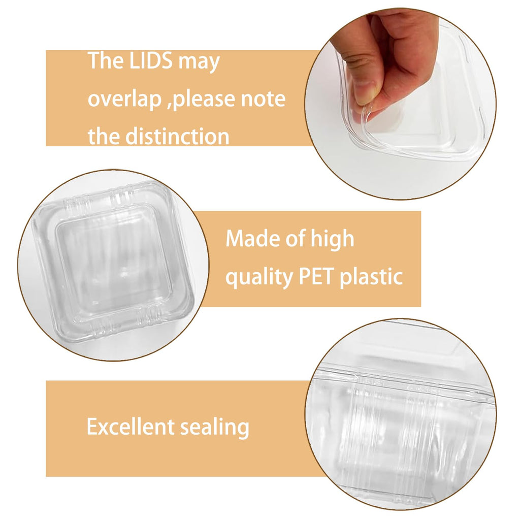 100 Pack 8OZ Plastic 50Pcs Square Dessert Cups with Lids and 50Pcs Spoons,Square Ice Cream Container with Forks, Disposable Parfait Cups for Mousse Cupcake Pudding Snacks Yogurt Parfait Fruits（50Sets）