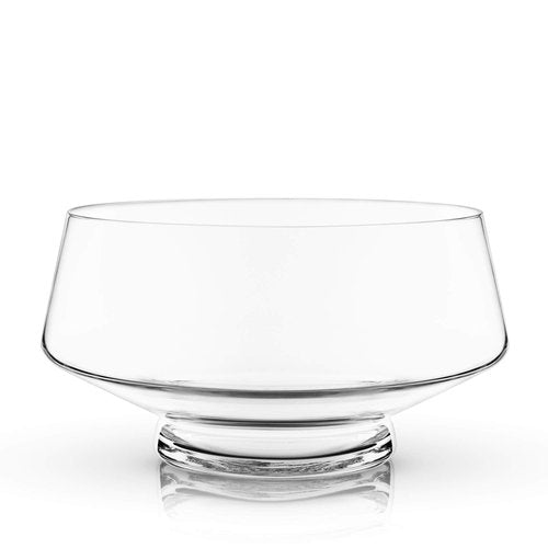 Viski Footed Glass Punch Bowl, Heavy Base Large Punch Bowl with Angled Design, Party Serveware for Cocktails & Functional Centerpiece, Clear, 2.5gal