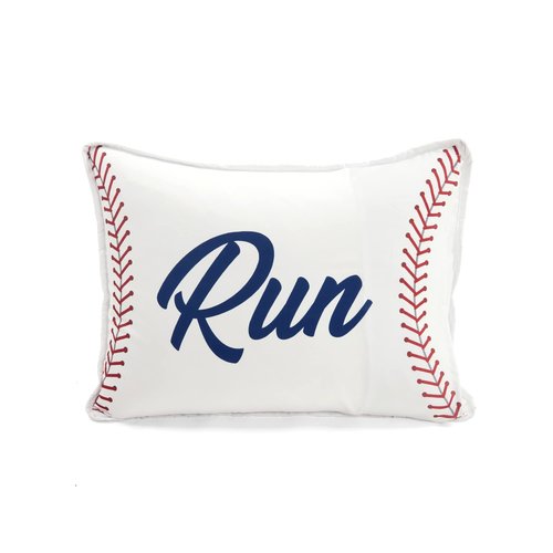 Lush Decor Baseball Game Reversible Quilt Twin Size 4 Piece Set White & Red - Toddler Bedding Set Twin Quilt - Sports Bedroom Decor - Baseball Bedding