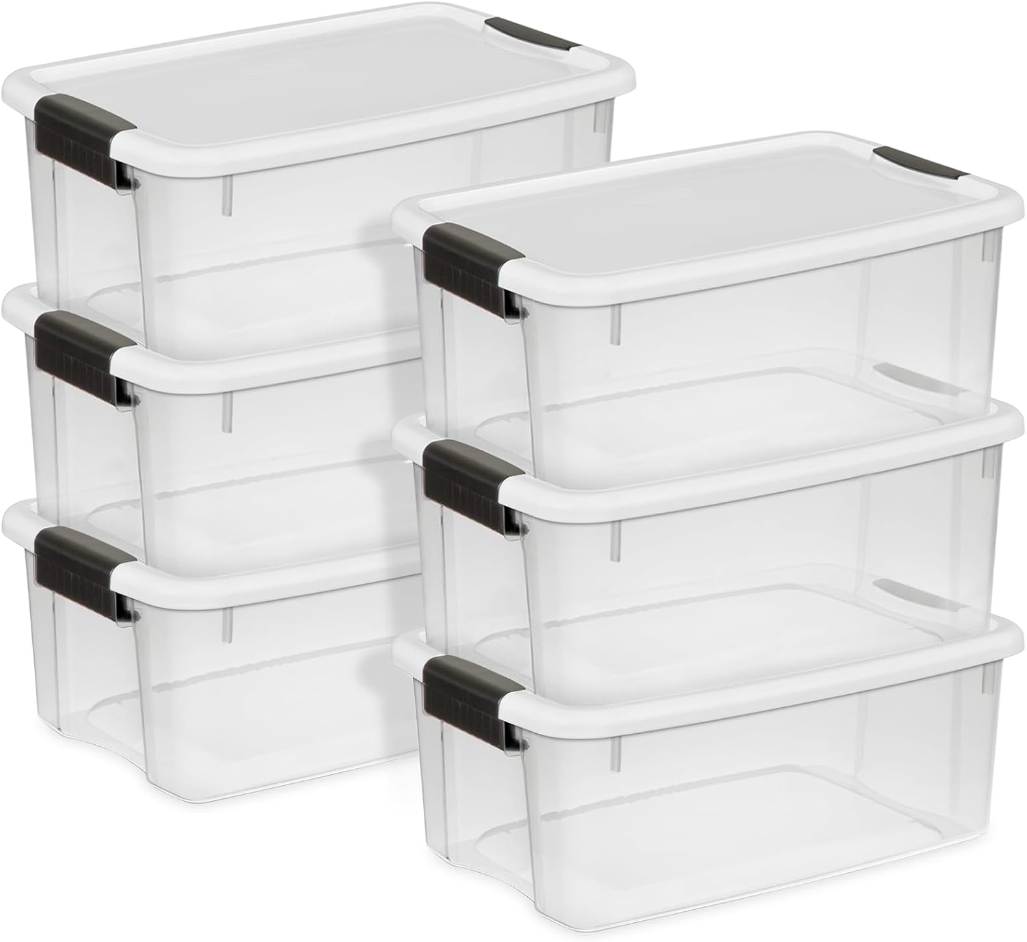 Sterilite 6-Pack Ultra Latching Storage Bins - Clear Plastic 18 Quart Organizing Containers for Home & Office