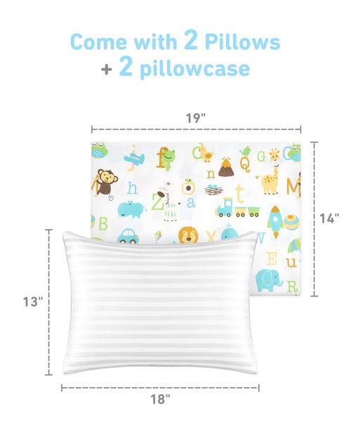 Babebay Toddler Pillow - Soft Cotton, Machine Washable | 13x18 Inch Kids Sleeping Pillow, 1 Pack
