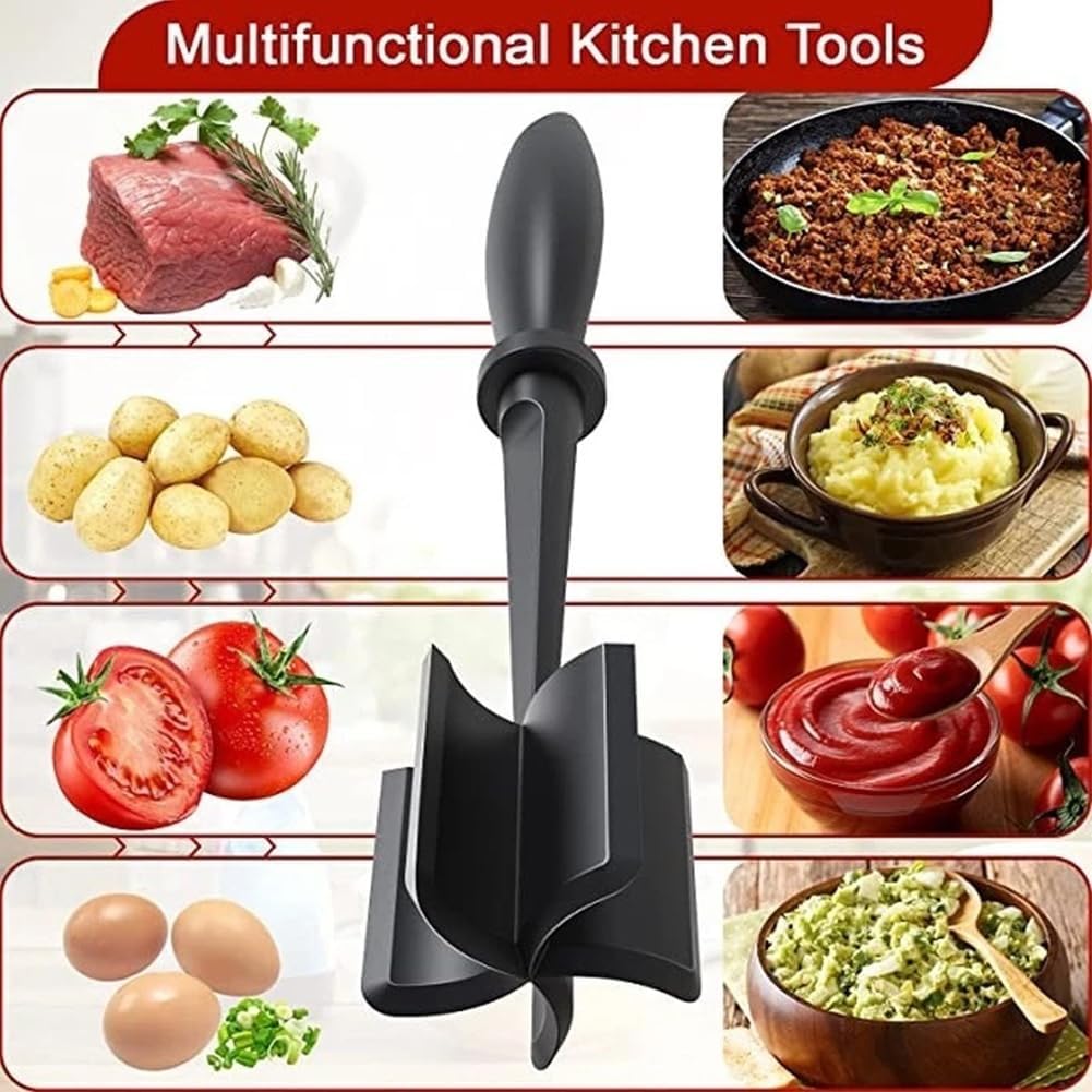 Skiennix Meat Chopper - 6-Piece Heat Resistant Hamburger Grinder & Non-Stick Mix Tool for Cooking