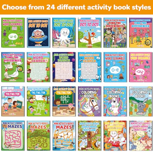 48 Mini Activity Books for Kids - Bulk Coloring & Puzzle Party Favors