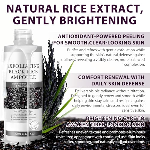 Black Rice Peeling Glow Ampoule 100ml – Gentle Exfoliating Face & Body Serum with Hyaluronic Acid