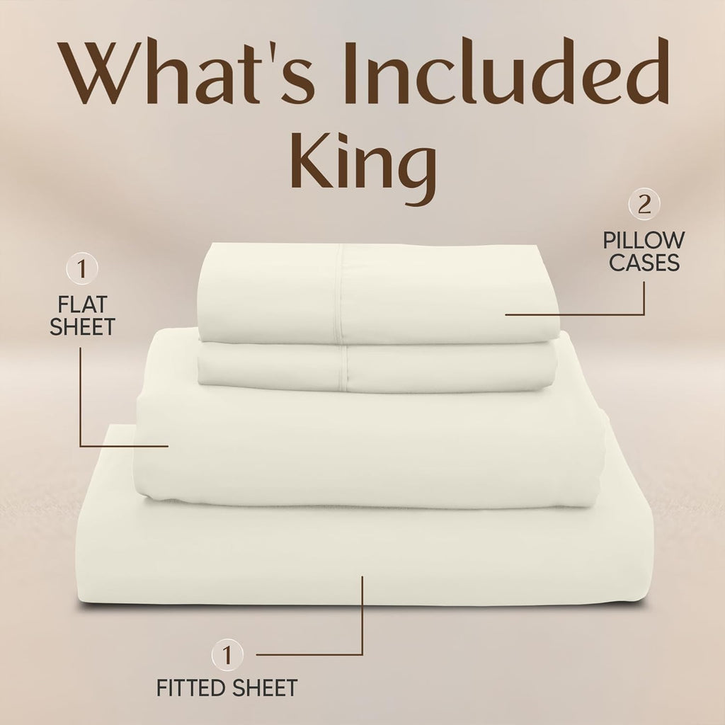 Utopia Bedding King Size Sheet Set - Soft, Breathable Microfiber | 4-Piece Ivory Bed Sheets Set