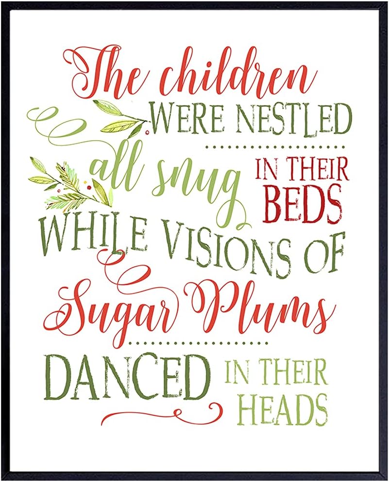 Regine Switzerland Twas The Night Before Christmas Wall Art - Cute Santa Claus Holiday Decor - Festive Home Decoration