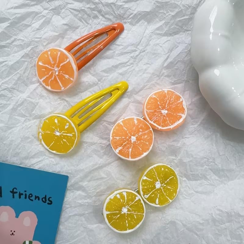 GANPUB 2 Pcs Orange Slice Snap Hair Clips for Women and Girls