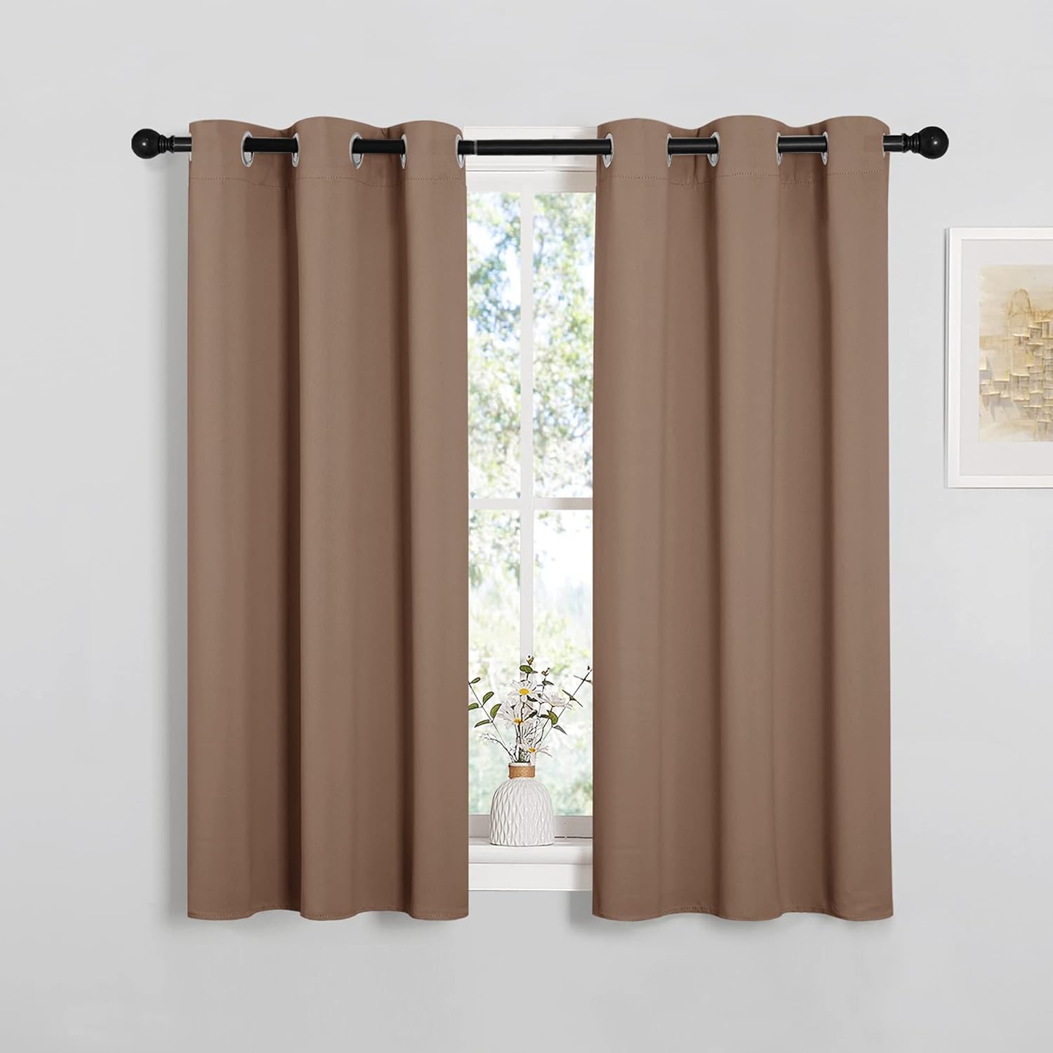 NICETOWN Blackout Window Curtains - Thermal Insulated Grommet Drapery Panels (Set of 2, 34x45 inches, Cappuccino)