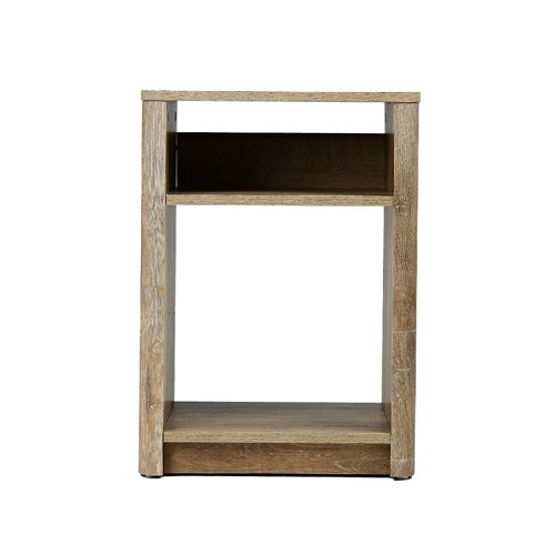 Creative Co-Op Wood End Table with Storage, Coastal Oak