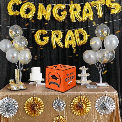 2026 Graduation Card Box - Orange Grad Holder for Party Decor