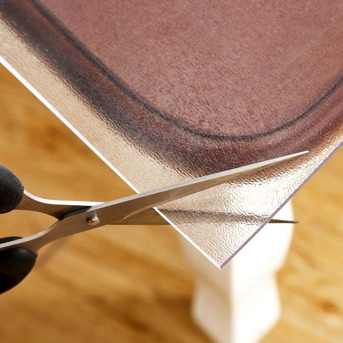 NECAUX 54 Inch Round Frosted Table Cover Protector, 2mm Thick Upgraded Version, Unshrinkable Non-Slip Waterproof Oil Proof Tablecloth Protector for Glass Wood Grain Dining Room Table Trainning Table