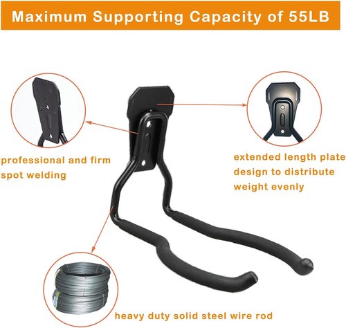 Garden Power Tool Hanger - Garage Wall Hooks for Weedeater & String Trimmer | Black, 2 Pcs