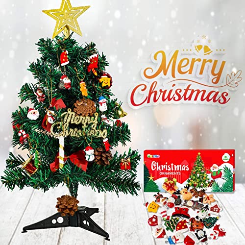Mini Resin Christmas Ornaments Set - 36 Tiny Holiday Decorations with String