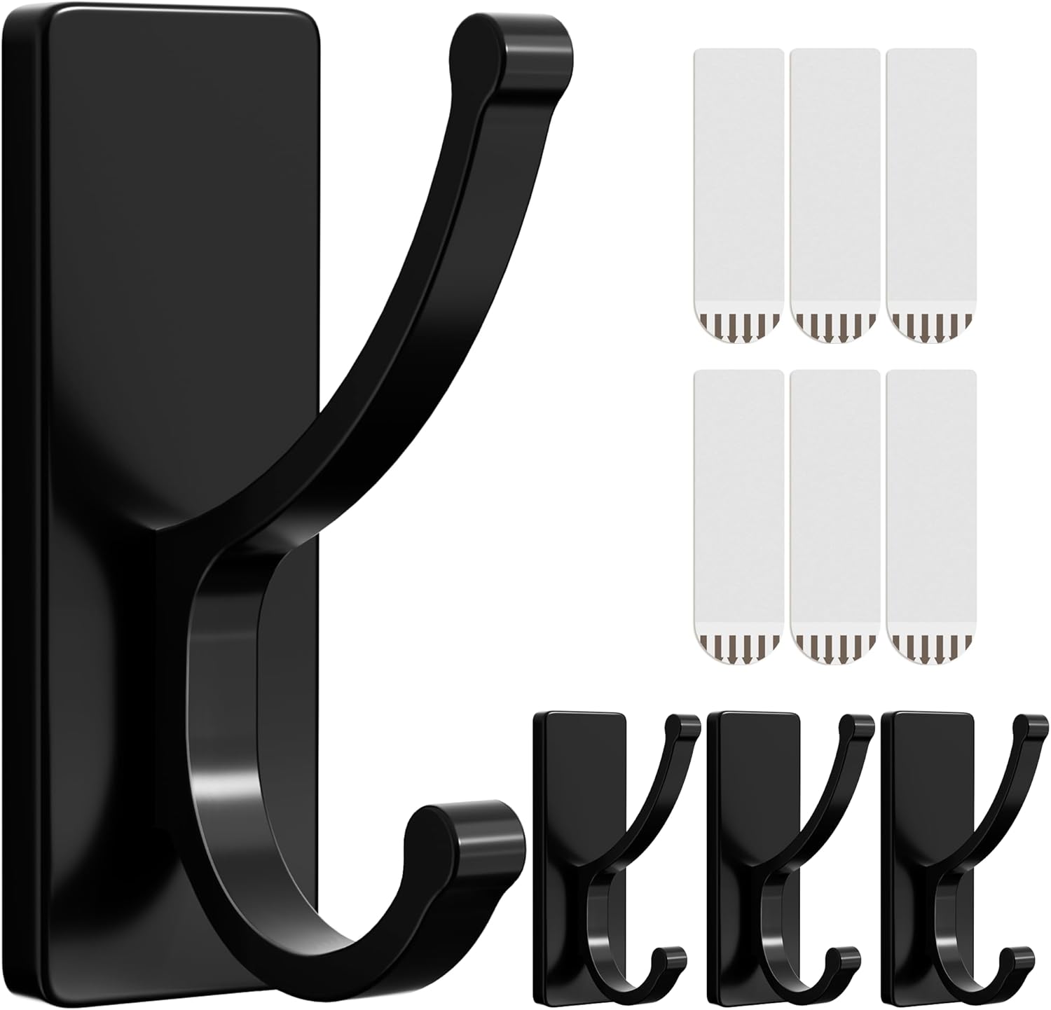 Pickpiff Adhesive Wall Hooks - Heavy Duty, No Residue, Easy to Remove | 4 Pack Black