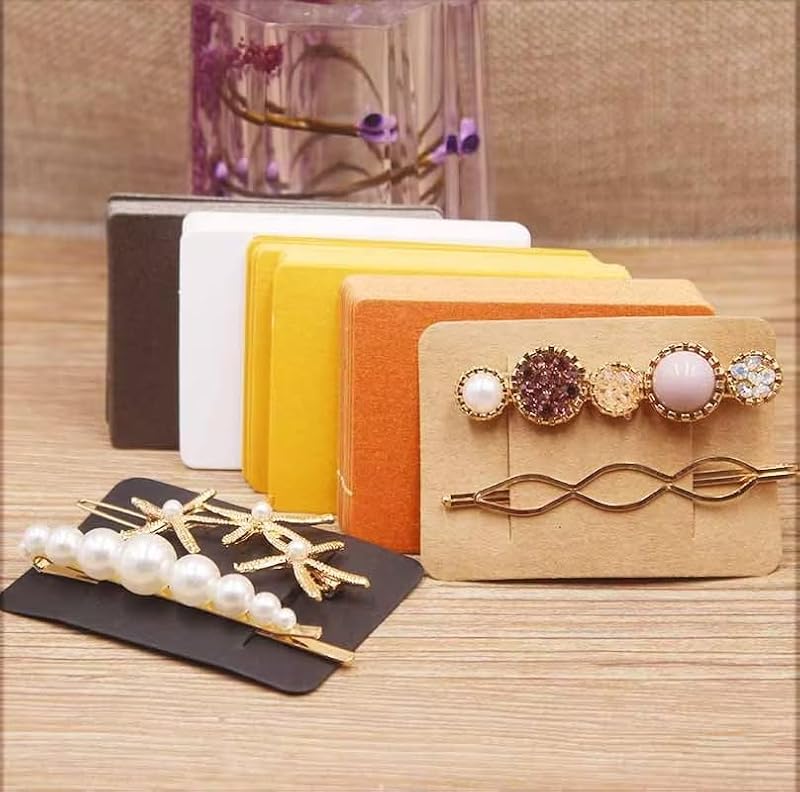 50 Pcs Hair Clip Display Cards Kraft Paper for Bows and Barrettes