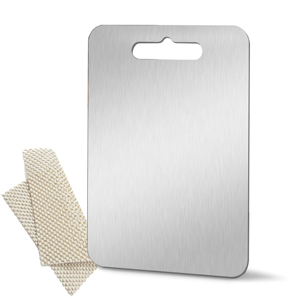 GYBETIN Titanium Cutting Board - Upgraded Thickened (0.08 in) Non-Deforming 100% Pure Titanium Cutting Boards with Non-Slip Pad, Food Grade Extra Large Cutting Boards (18 x 12 inch) (X-Large)