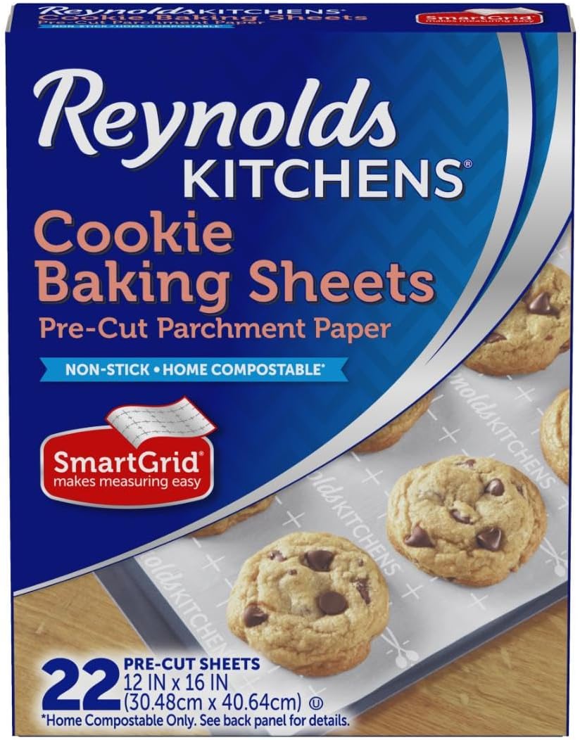 Reynolds Kitchens Baking Parchment Paper Sheets - Pre-Cut, Oven-Safe, 12x16 Inches | 22 Count for Easy Cleanup