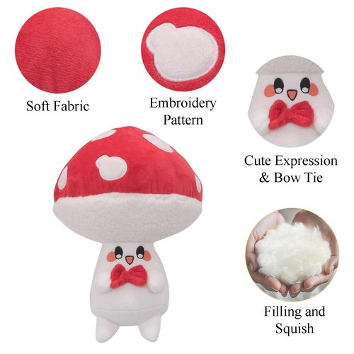 Yulefly 10-Inch Mushroom Pillow - Cute Mushroom Stuffed Plush Decor Unique Throw Pillows, Decorative Plant Pillow for Home Car Gift for Kids Girls Boys