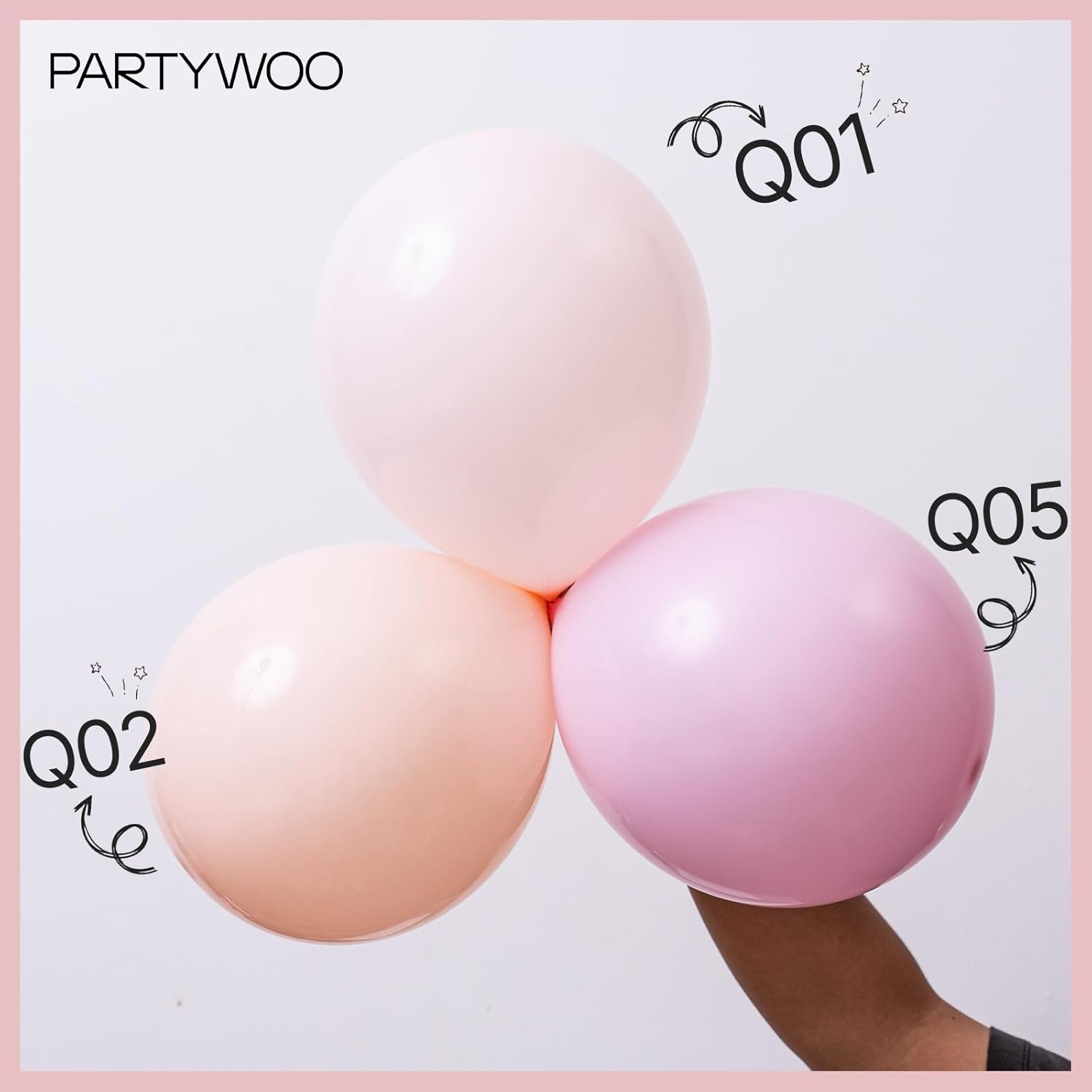 PartyWoo Pale Pink Balloon Arch Kit - 85pcs in Various Sizes for Baby Showers & Birthday Parties