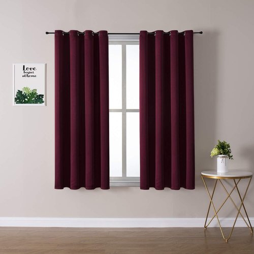 ChrisDowa Blackout Curtains - Thermal Insulated Room Darkening Panels Set (Burgundy Red, 52W x 54L)