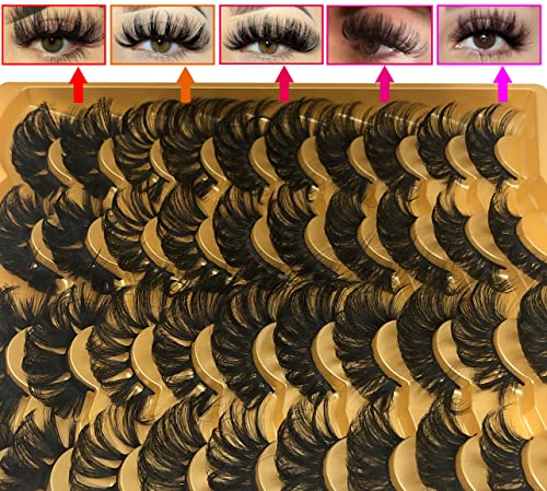 25mm Faux Mink Lashes 20 Pairs Pack Dramatic Wispy False Eyelashes
