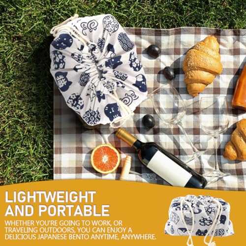 DOERDO Portable Japanese Style Lunch Tote Bag with Drawstring