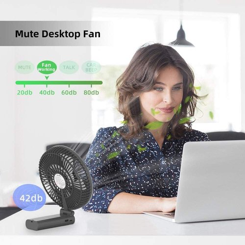 HandFan 6-Inch Handheld Fan - 4000mAh Battery, 6 Speeds, Strong Airflow, Foldable Design | Grey
