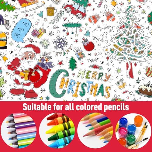 Christmas Coloring Tablecloth for Kids - 40 x 28 Inch Fun Activity