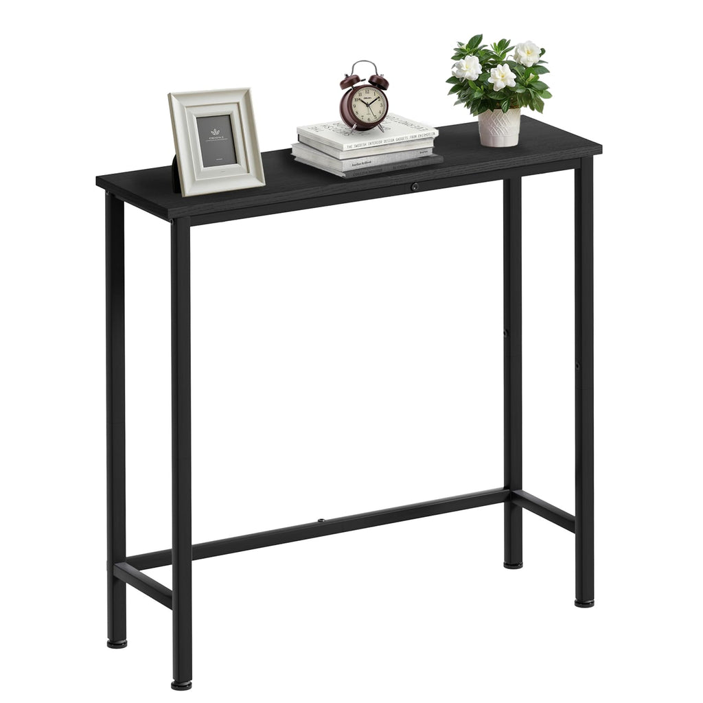Mordchil HF Narrow Console Table, 29.5" Small Entryway Table, Thin Hallway Tables, Slim Sofa Side Tables for Hallway, Living Room, Bedroom, Foyer, Wood-Grained Black