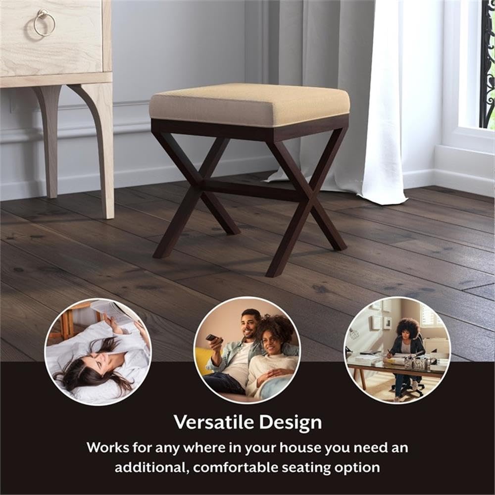 Hillsdale Morgan Upholstered Backless Vanity Stool for Make up Room or Bathroom, Espresso