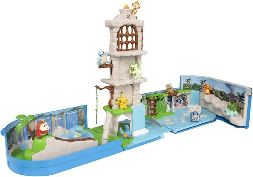 Jazwares Pokémon Carry Case - Portable Battle Ruins Playset with Action Features & 2-Inch Pikachu Figure