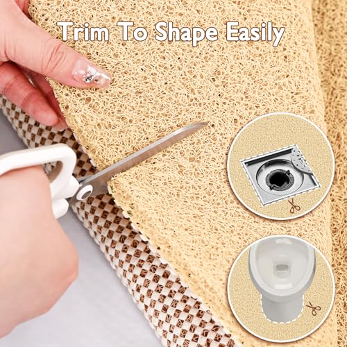 Kautudrum Khaki Non Slip Shower Mat 40x16 Inch, Quick Dry Loofah Bath Rug, Soft Bathroom Floor Mat for Tub & Shower