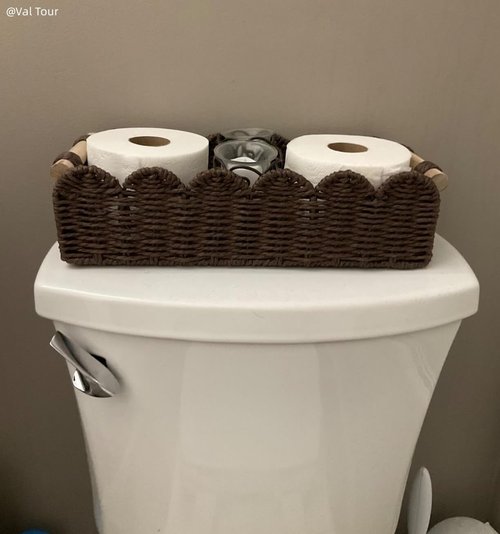 CubesLand Storage Basket - Woven Paper Rope with Scalloped Edges & Wood Handle | Brown, Versatile Home Décor