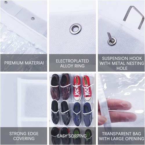 24-Pocket Over-The-Door Shoe Organiser by [Brand Name] - Heavy-Duty Folding Mesh Holder for Bedroom & Bathroom