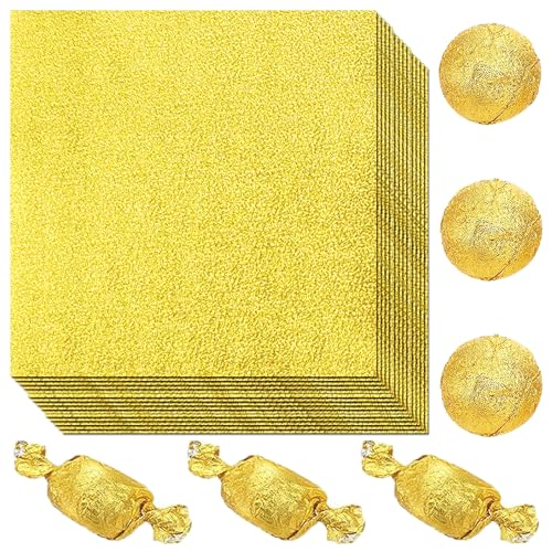100 Pcs Gold Aluminum Foil Chocolate Wrappers - 4x4in DIY Packaging