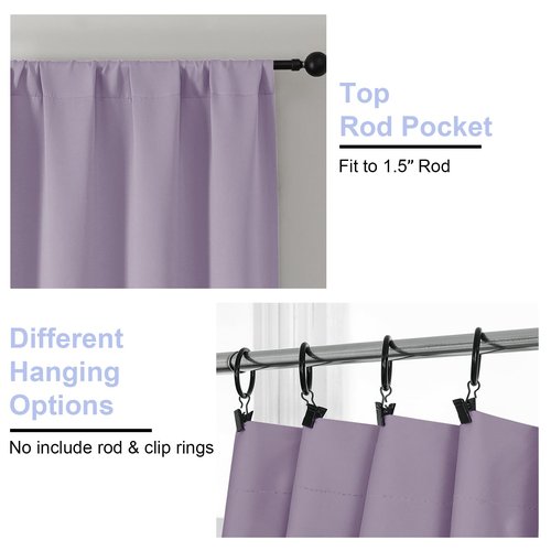 Simplebrand Ava Lilac Blackout Curtains for Bedroom 63 Inch Length 2 Panels Set, Nursery Thermal Insulated Energy Saving Rod Pocket Window Treatment Curtains Blackout Drapes, W40 x L63 Inch, Lilac
