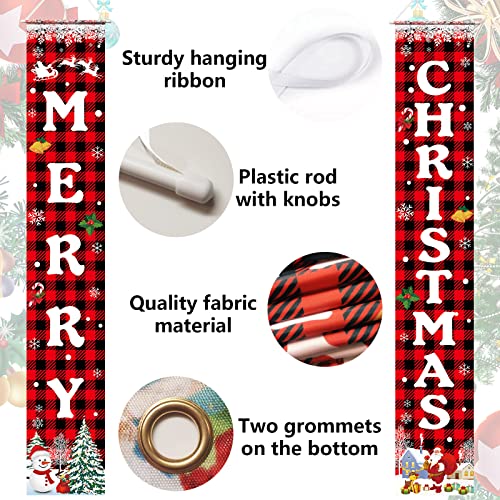 Christmas Decorations Banner - Merry Christmas Porch Door Sign 72x12 Inches