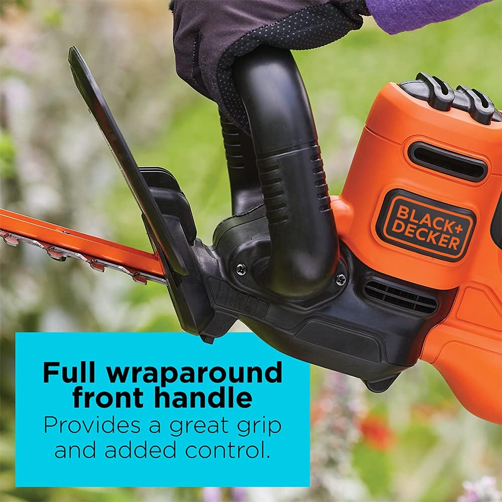 BLACK+DECKER 22" Electric Hedge Trimmer - Lightweight 4.0 Amp Dual Action Shrub Cutter | Full Wraparound Handle