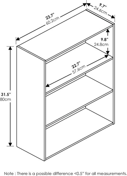 Furinno 3-Tier Bookcase and Shelf Storage Bundle - Blackwood & Americano Finish Options