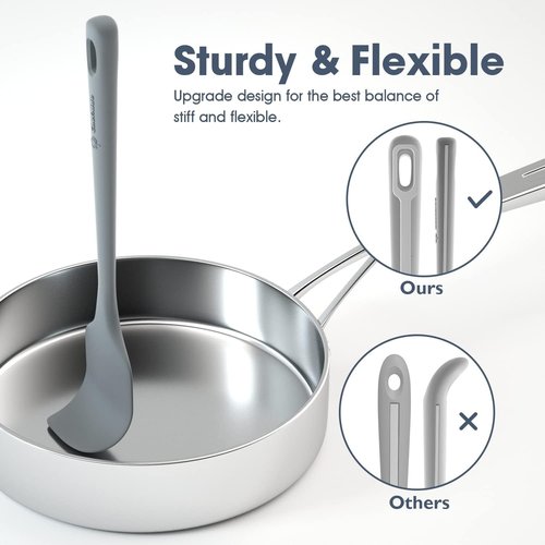 ChefAide Silicone Spatula Set - 4 Pieces, Ergonomic Heat-Resistant Design for Nonstick Cookware