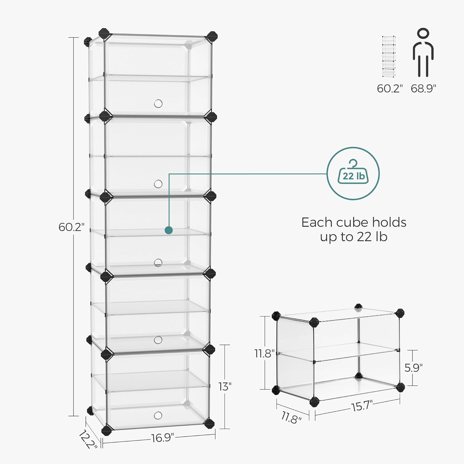SONGMICS Shoe Rack - 10-Slot Storage Organizer with Doors | Portable Modular Design for Shoes & Accessories