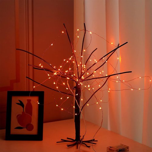 Ariceleo Mini Halloween Fairy Lights - 2 Pack Copper Wire LED String Lights | 16ft Orange for Bedroom & Party Decor