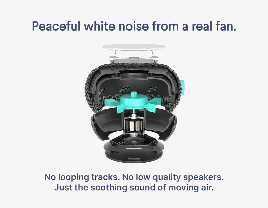 SNOOZ Smart White Noise Machine - Real Fan for Non-Looping Sound | Portable Sleep Aid for Home & Travel