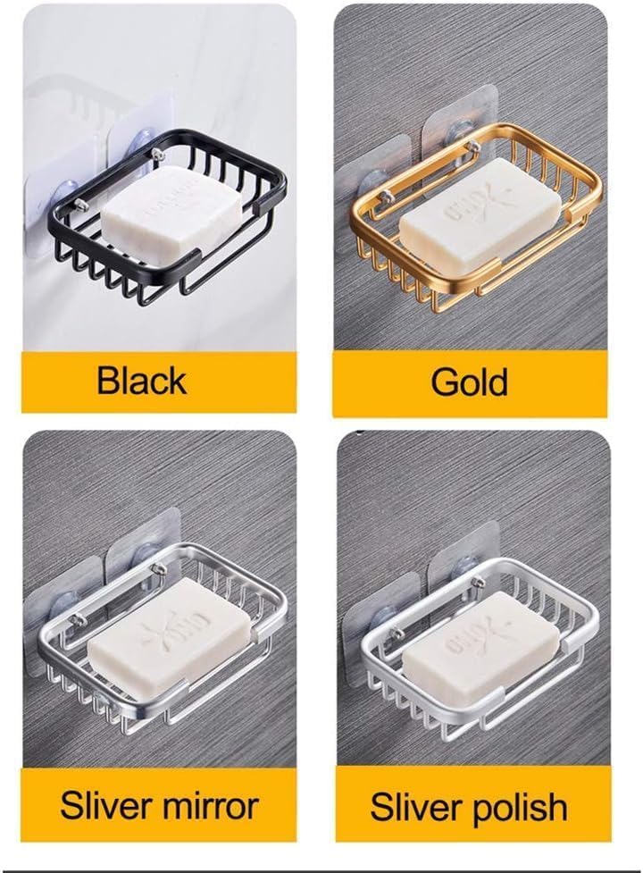 Stainless Steel Gold Bar Soap Holder - Adhesive Shower Storage