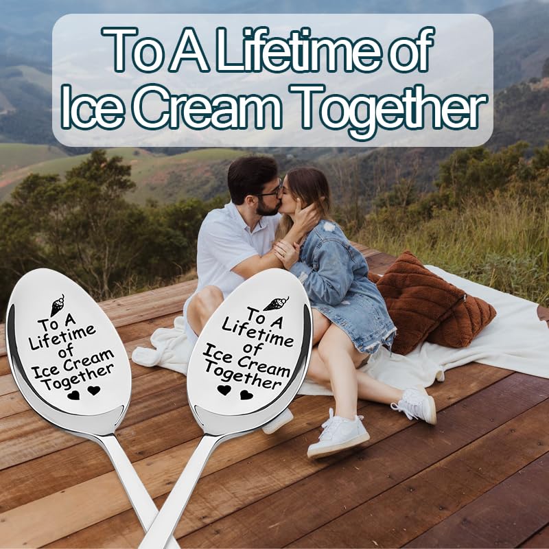 To a Lifetime of Ice Cream Together Wedding Engagement Gift Spoon for Girlfriend & Boyfriend