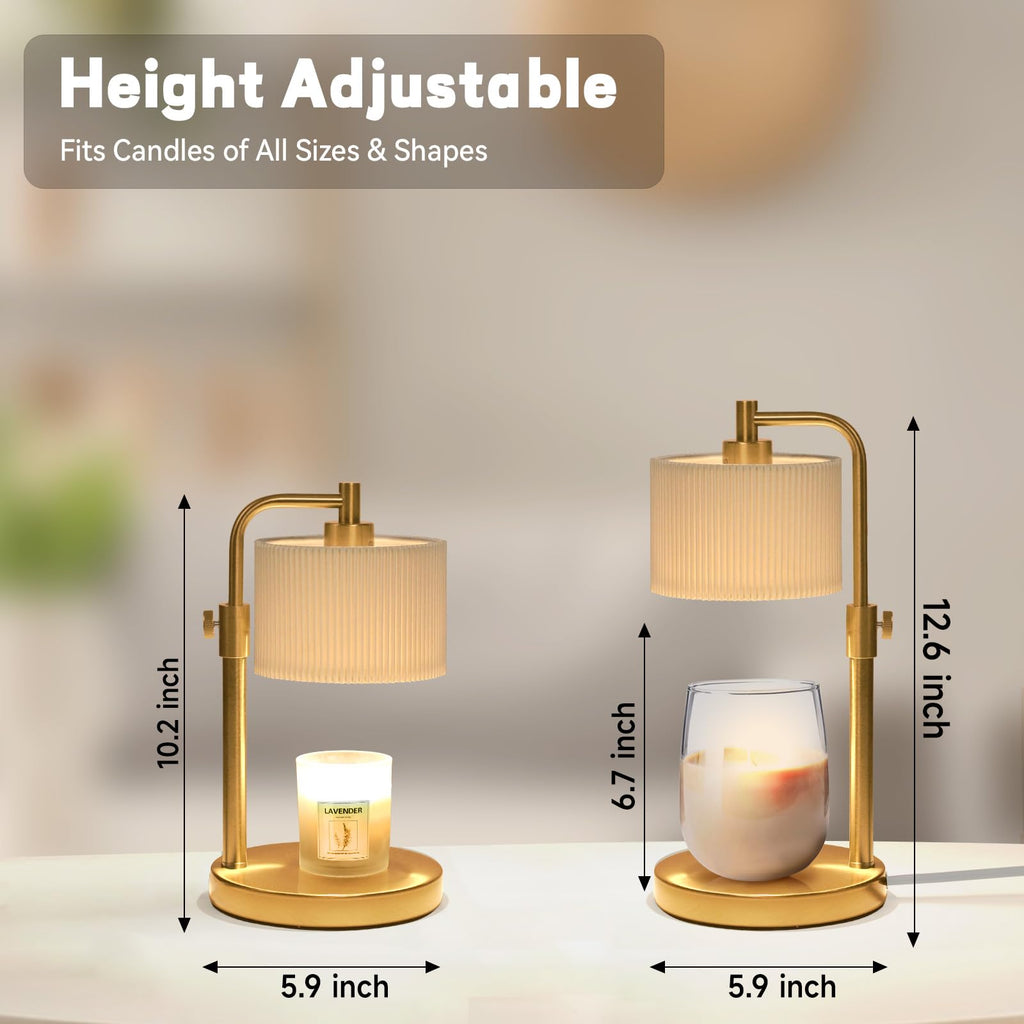 NITOWOLF Candle Warmer Lamp, Candle Lamp Warmer with Timer Adjustable Height Wax Warmer Lamp for Jar Candles, Birthday Gifts for Women House Warming Gifts (Gold)