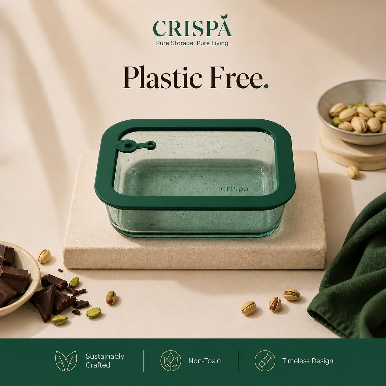 Crispa 8-Piece Teal Glass Food Storage Containers with Silicone Framed Glass Lids – 100% Plastic-Free Lunch Box Meal Prep Set (2x 40oz, 2x 20oz) – Leakproof Airtight Borosilicate for Freezer to Oven