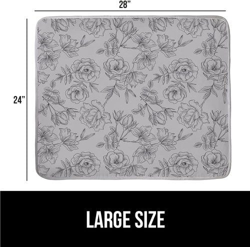 GORILLA GRIP The Original Ironing Board Cover and Pad, Silicone Coating, 400°F Scorch Resistant Thick Padding, Heavy Duty Iron Covers Standard Boards, Hook and Loop Fastener Strap, Gray Floral 28x24